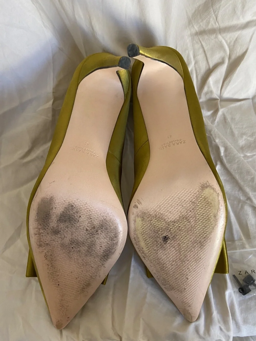 Vintage Zara Basic Collection Olive Green Satin Heels with Bow - 41 - Picture 3 of 6